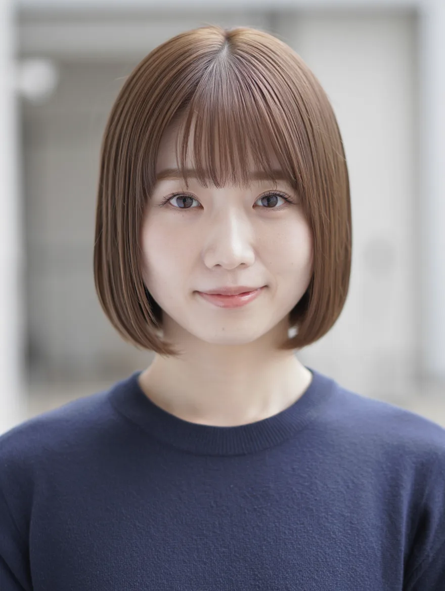 ヘアカタログのAIヘアスタイル：シースルーバングボブ